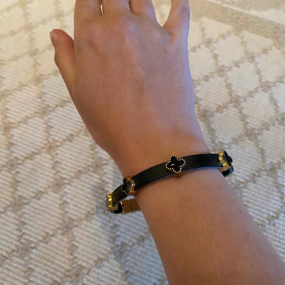Clover studded leather bracelet